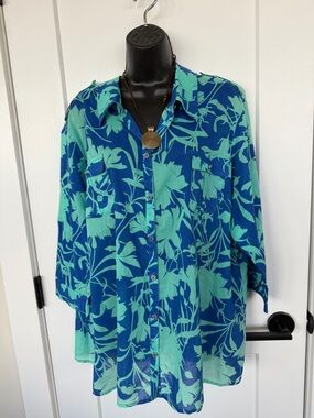 plus size womens collared button-down 3/4 sleeve Jaclyn  Smith blouse- sz 3X